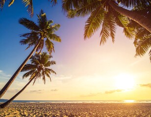 Tropical sunset beach scene