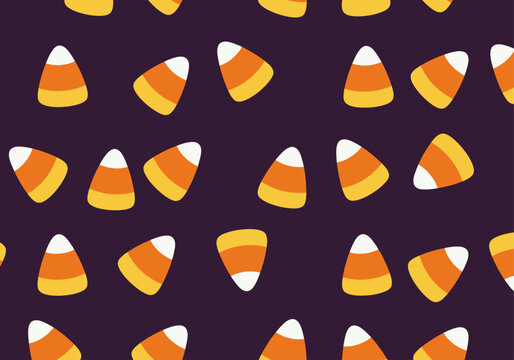 Cute Candy Corn Seamless Vector Pattern