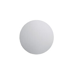 A round, blank, white mirror.  Perfect circle of reflective surface, framed by a thin edge