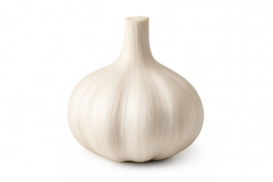 Crisp garlic bulb floating against clear backdrop, highlighting natural texture and culinary details for professional food imagery and graphic design needs