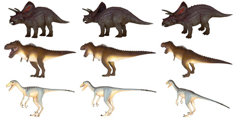 Illustration of various dinosaur species