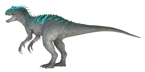 Fierce dinosaur with vibrant blue scales