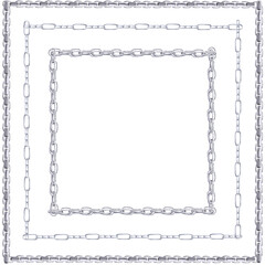 Square frame with geometric chains. Watercolor illustration is hand-drawn for packaging design, interior design, printing on fabric.
