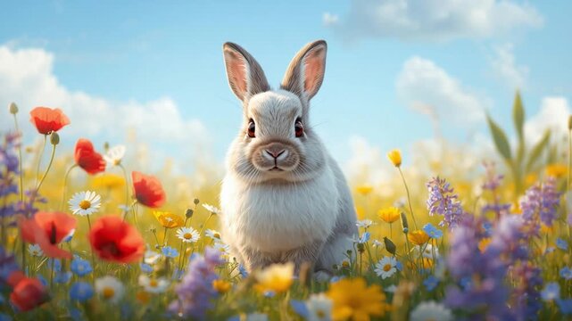 easter bunny and easter eggs