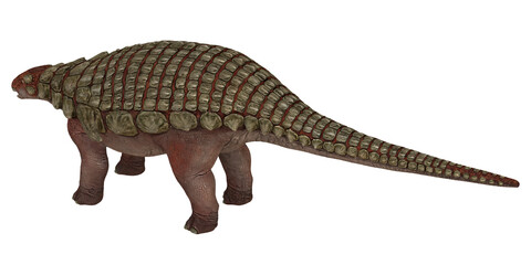 Detailed model of an armored dinosaur, Ankylosaurus.