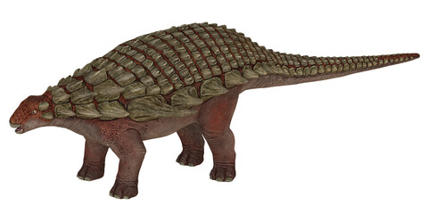 Ankylosaurus dinosaur toy on a white background.