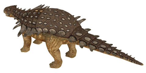 Realistic model of an armored dinosaur, Ankylosaurus.