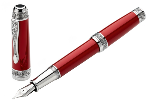 Elegant red pen isolated on transparent background - Powered by Adobe