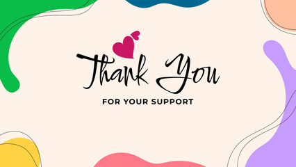 ILLUSTRATION ABSTRACT BACKGROUND WITH TEXT THANK YOU FLAT COLOR. TEMPLATE CARD, GREETING CARD DESIGN VECTOR