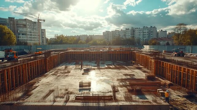 Construction Site Under Development: This photo captures the raw energy and intricate details of a construction site in its early phases.
