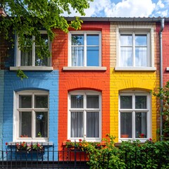 Naklejka premium Colorful painted townhouses