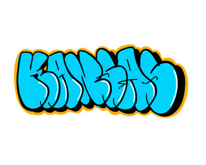 textured graffiti bubble style letter KANSAS city name isolated design