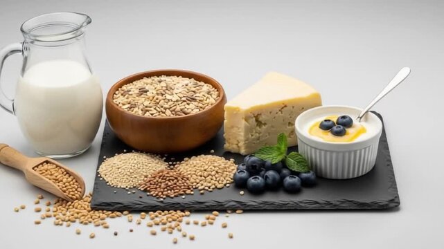 Dairy grains and berries composition