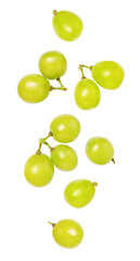 Green grapes isolated on transparent background.

