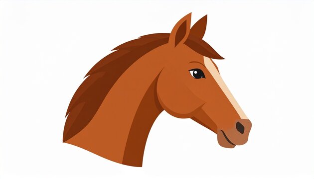 Illustration of a brown horse head, facing right, with a white stripe on its face. - Powered by Adobe