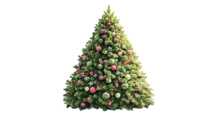 A beautifully decorated Christmas tree adorned with colorful ornaments and vibrant lights.