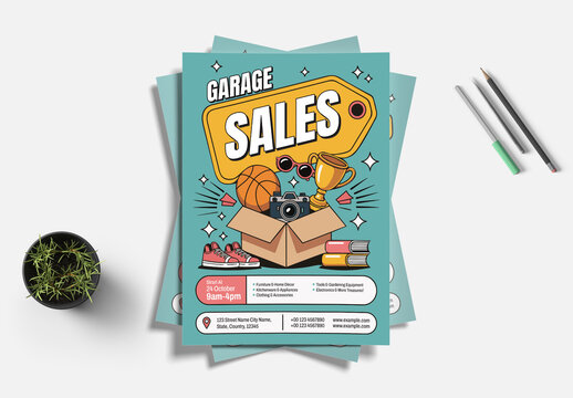 Retro Style Garage Sale Flyer Layout