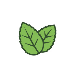 Obraz premium Fresh Mint Leaves Icon Green Nature Herbal Vector Illustration
