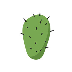 Cactus illustration green prickly pear desert plant icon flat vector graphic