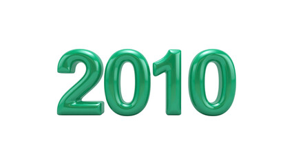 Glossy Teal 2010 Year Number 3D Render