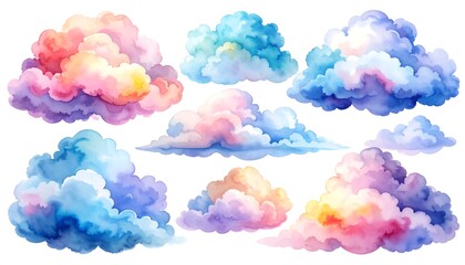 Watercolor clouds collection