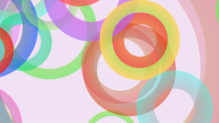 Abstract colorful overlapping rings and circles in a playful and whimsical design