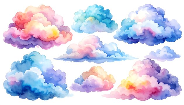 Watercolor clouds collection