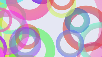 Obraz premium Abstract background of overlapping translucent colorful rings and circles in a playful pattern