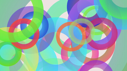 Obraz premium Abstract overlapping colorful translucent circles and ovals creating a vibrant modern background pattern