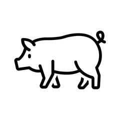 Vector black line icon for Pig