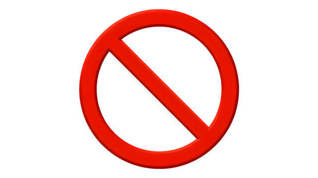 Bold red prohibition symbol conveying a strong 'no' or 'forbidden' message for warnings and restrictions