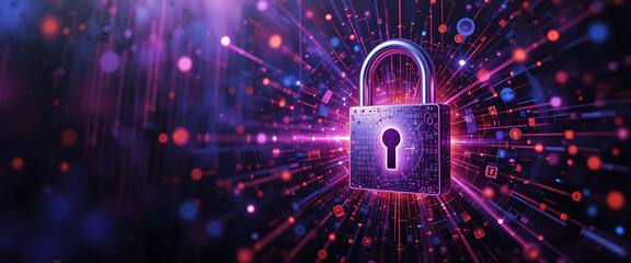 Abstract oil painting artistic warm colors mixing cyber data protection theme vintage background, golden blue metal binary pop out digital lock with deep key hole on the middle, shimmering glowing con