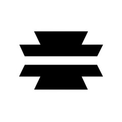 Two horizontal bar shape on transparent background silhouette