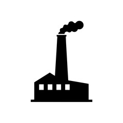 Factory with smoke stack on transparent background silhouette