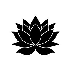 Black lotus flower design on transparent background silhouette