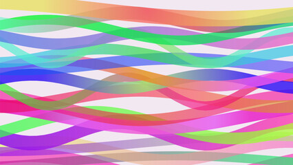 Abstract rainbow waves overlaying a white background with soft pastel colors