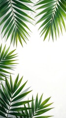 Tropical palm leaves frame