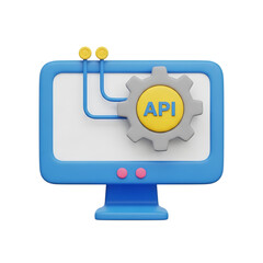 3d api integration on computer screen digital illustration technology concept