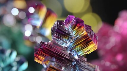 Iridescent crystal cluster shining with metallic rainbow colors - Powered by Adobe