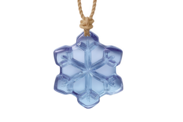 Blue glass snowflake pendant isolated on transparent background