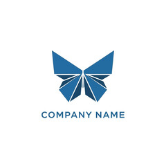 Geometric Blue Butterfly Logo Design.
