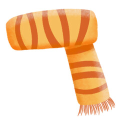orange yellow striped scarf warm rain rainy day autumn fall season cold isolated on white clipart png transparent illustration