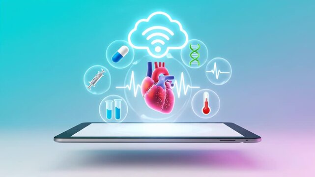 Digital health innovation connects heart data to cloud via advanced tablet technology for modern healthcare solutions