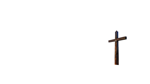 Wooden christian cross isolated on transparent background, symbol of faith and hope