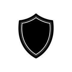 Simple shield black icon on transparent background silhouette