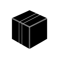 Isometric black box icon on transparent background silhouette