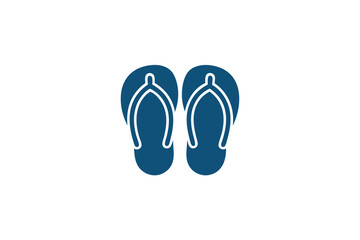 Blue Beach Flip Flops Icon Footwear on White Background