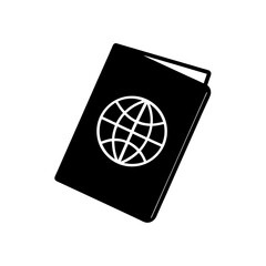 Passport with globe icon on transparent background silhouette