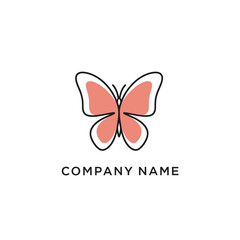 Obraz premium Minimalist butterfly logo design with pink wings.
