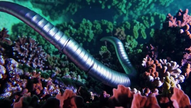 Robotic eel navigating tight coral tunnels
